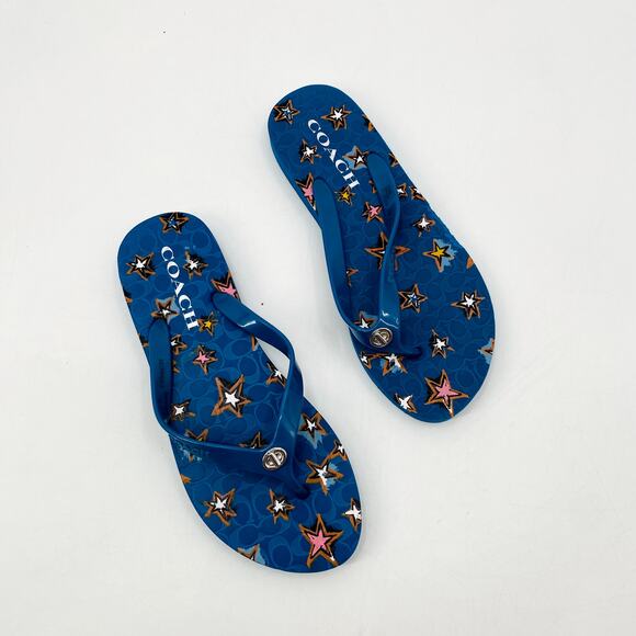 Coach Blue Star Flip Flops - Picture 2 of 5